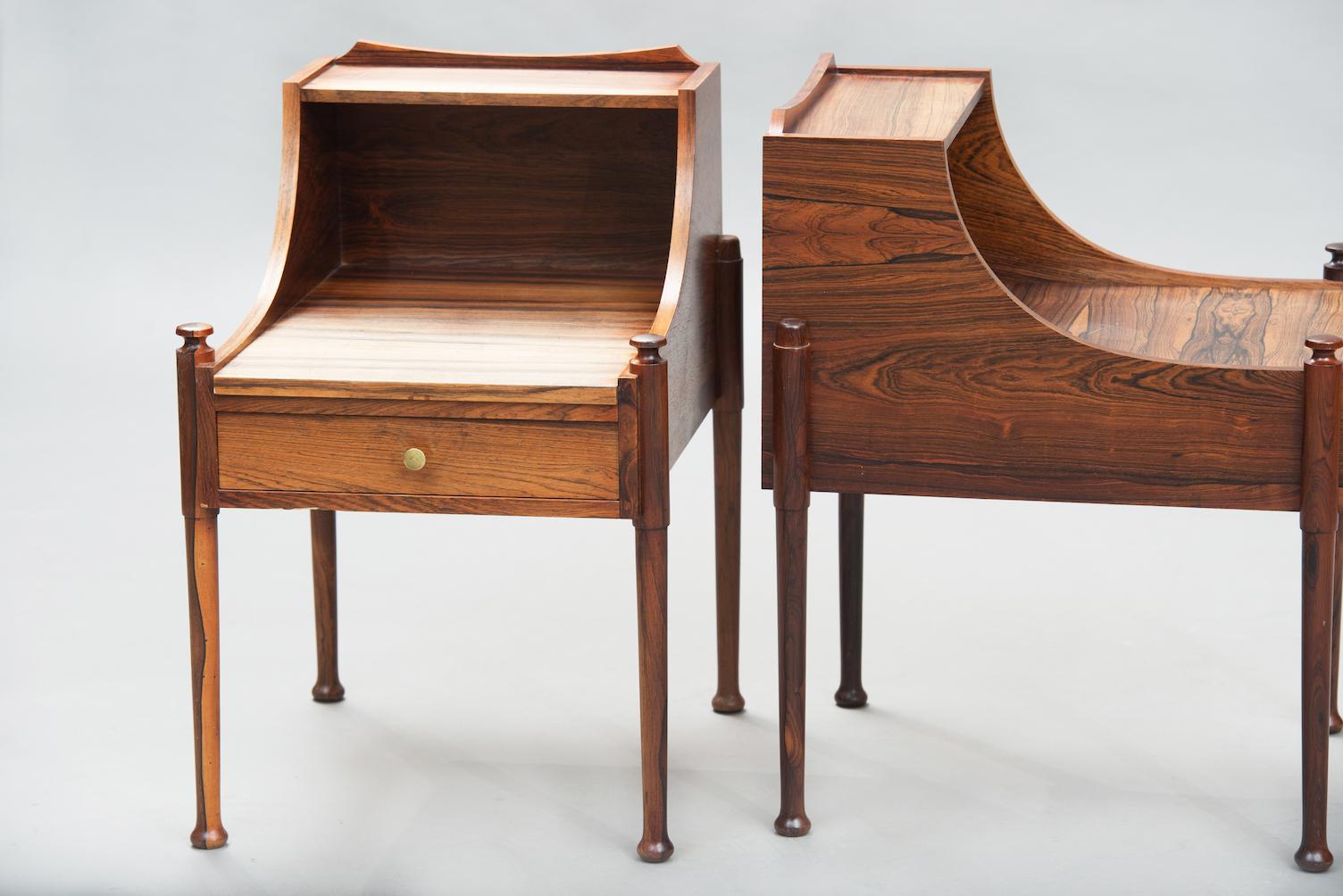 Danish Mid-Century Modern Rosewood Nightstands, 1960s, One Pair In Fair Condition In Porto, PT