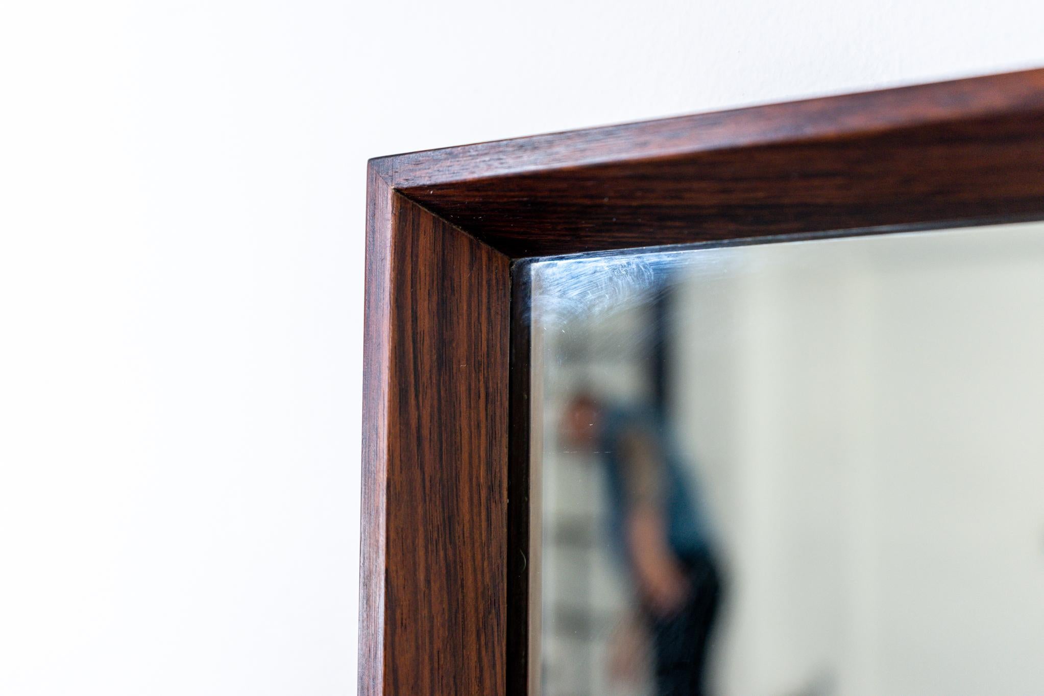 Scandinavian Modern Danish Mid-Century Modern Rosewood Rectangular Mirror