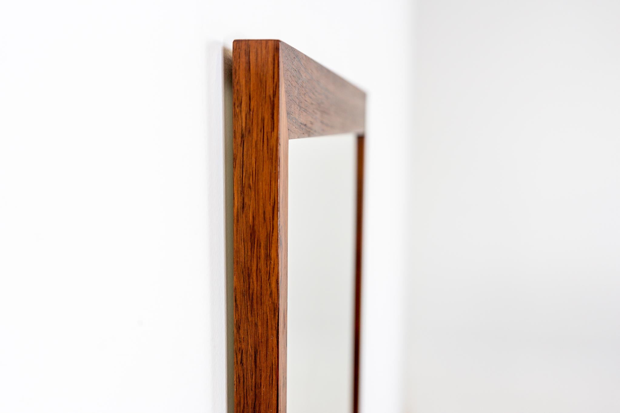 Danish Mid-Century Modern Rosewood Rectangular Mirror For Sale 2