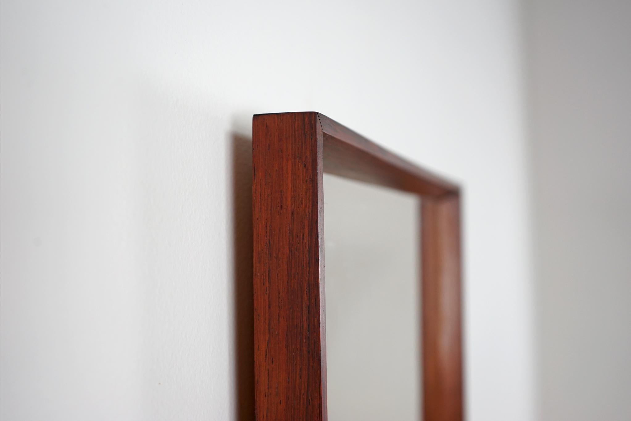 Mid-20th Century Danish Mid-Century Modern Rosewood Rectangular Wall Mirror