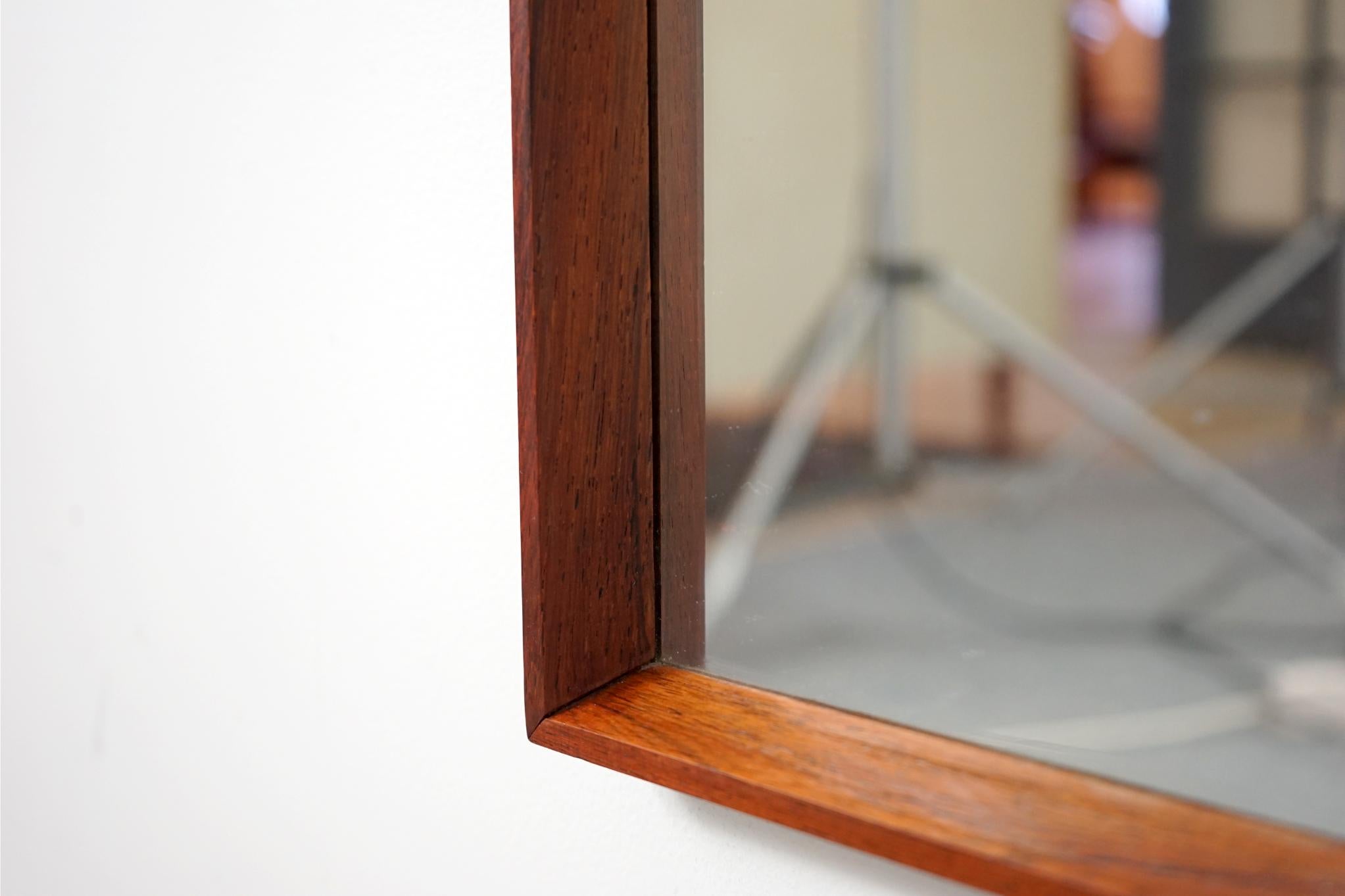 Danish Mid-Century Modern Rosewood Rectangular Wall Mirror 1