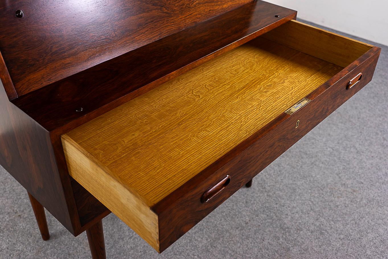 Danish Mid-Century Modern Rosewood Secretary Desk In Good Condition For Sale In VANCOUVER, CA