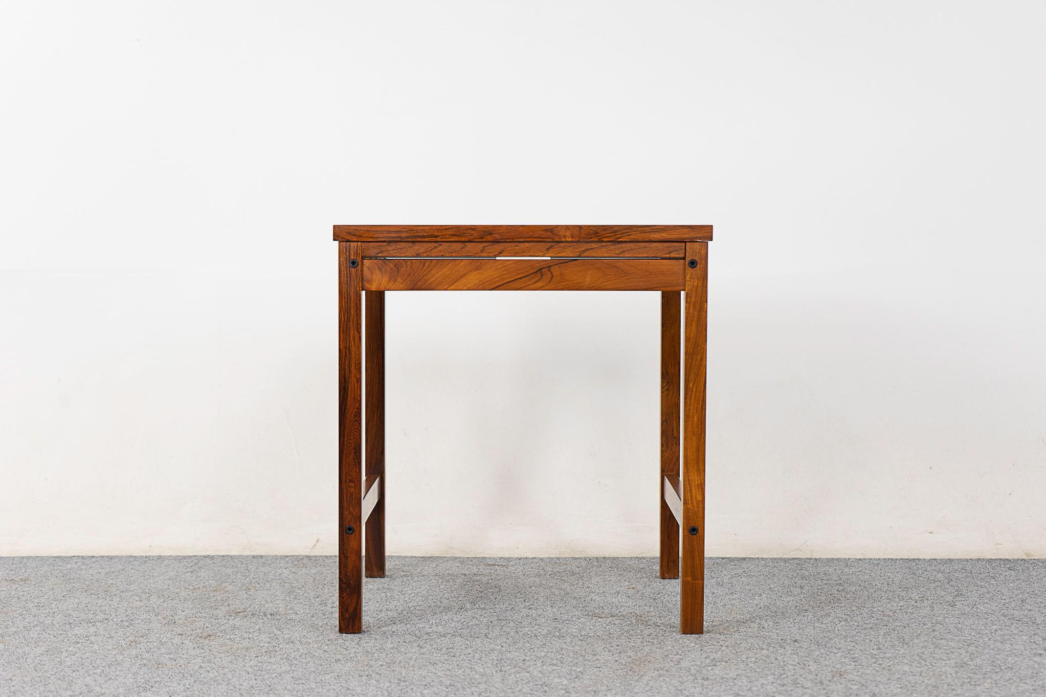 Danish Mid-Century Modern Rosewood Side Table with Pull Out For Sale 4