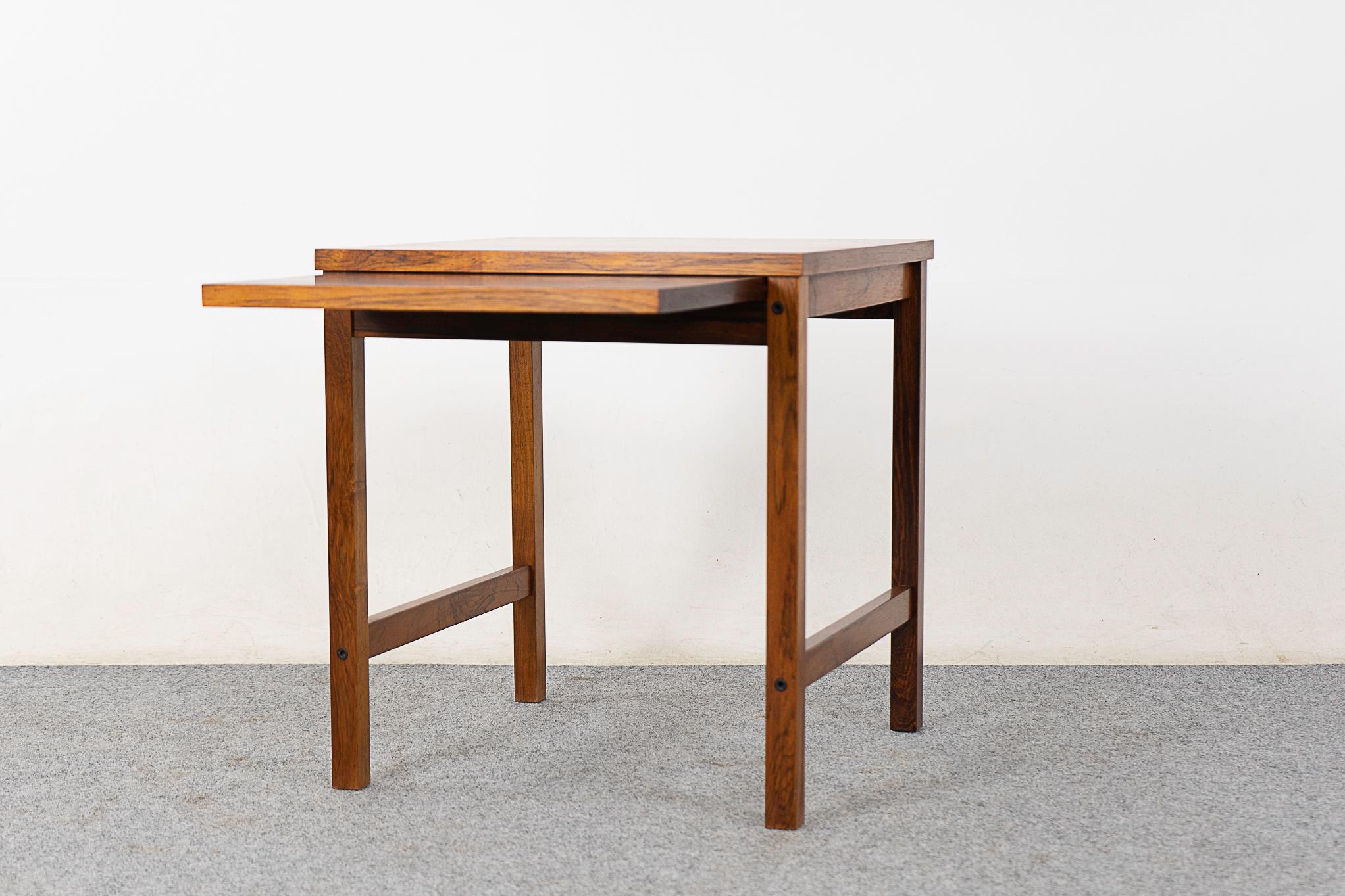 Hardwood Danish Mid-Century Modern Rosewood Side Table with Pull Out For Sale