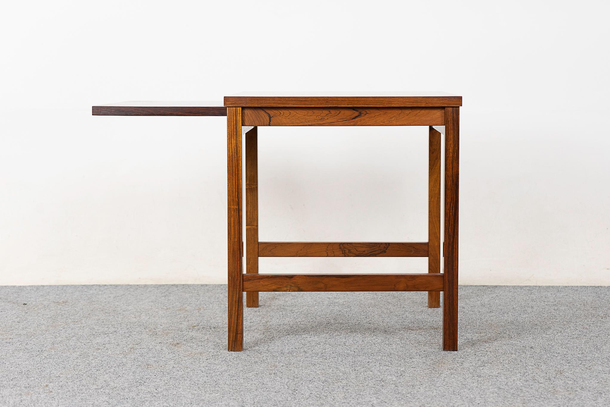 Danish Mid-Century Modern Rosewood Side Table with Pull Out For Sale 2