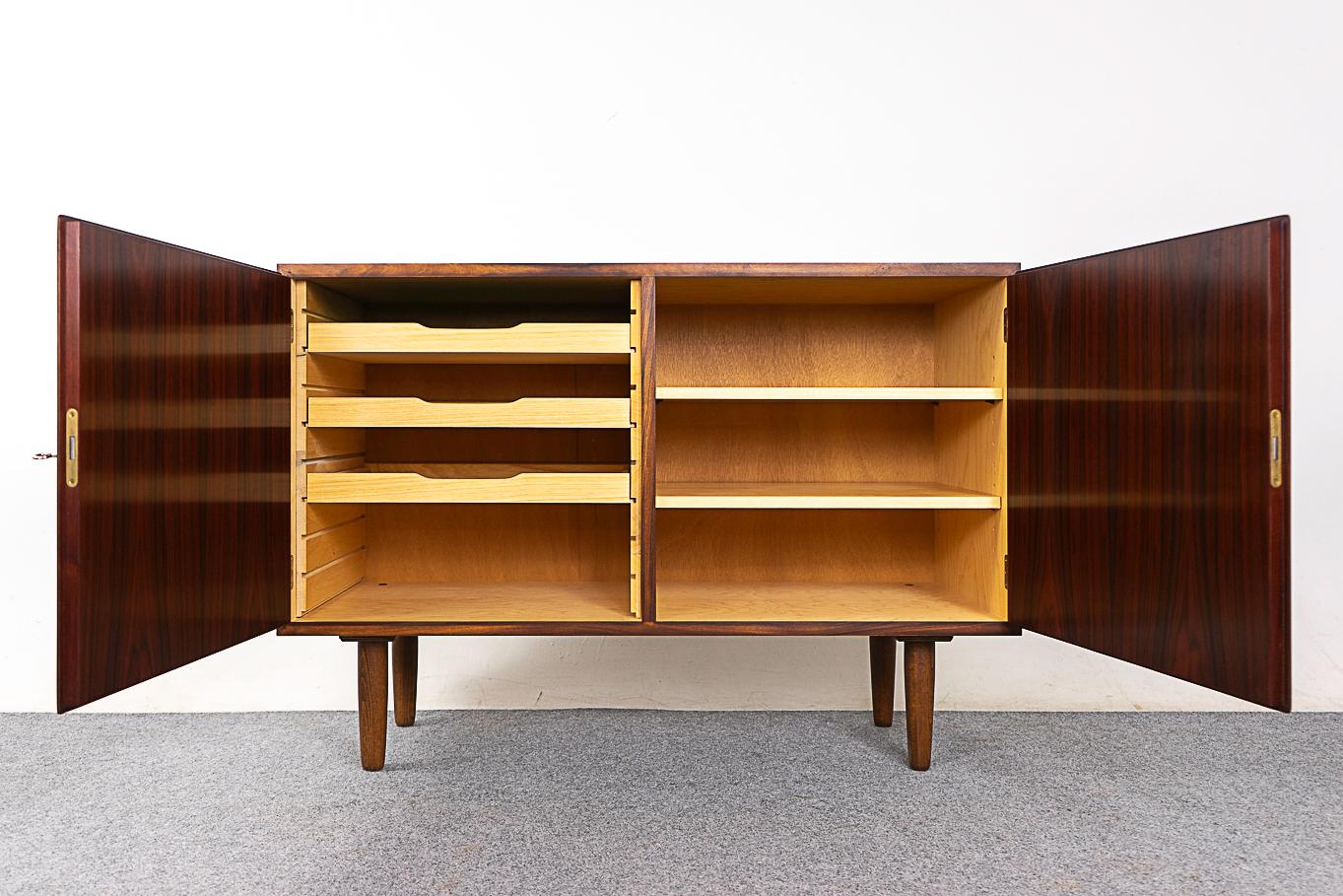 Scandinavian Modern Danish Mid-Century Modern Rosewood Sideboard Cabinet by Hundevad For Sale