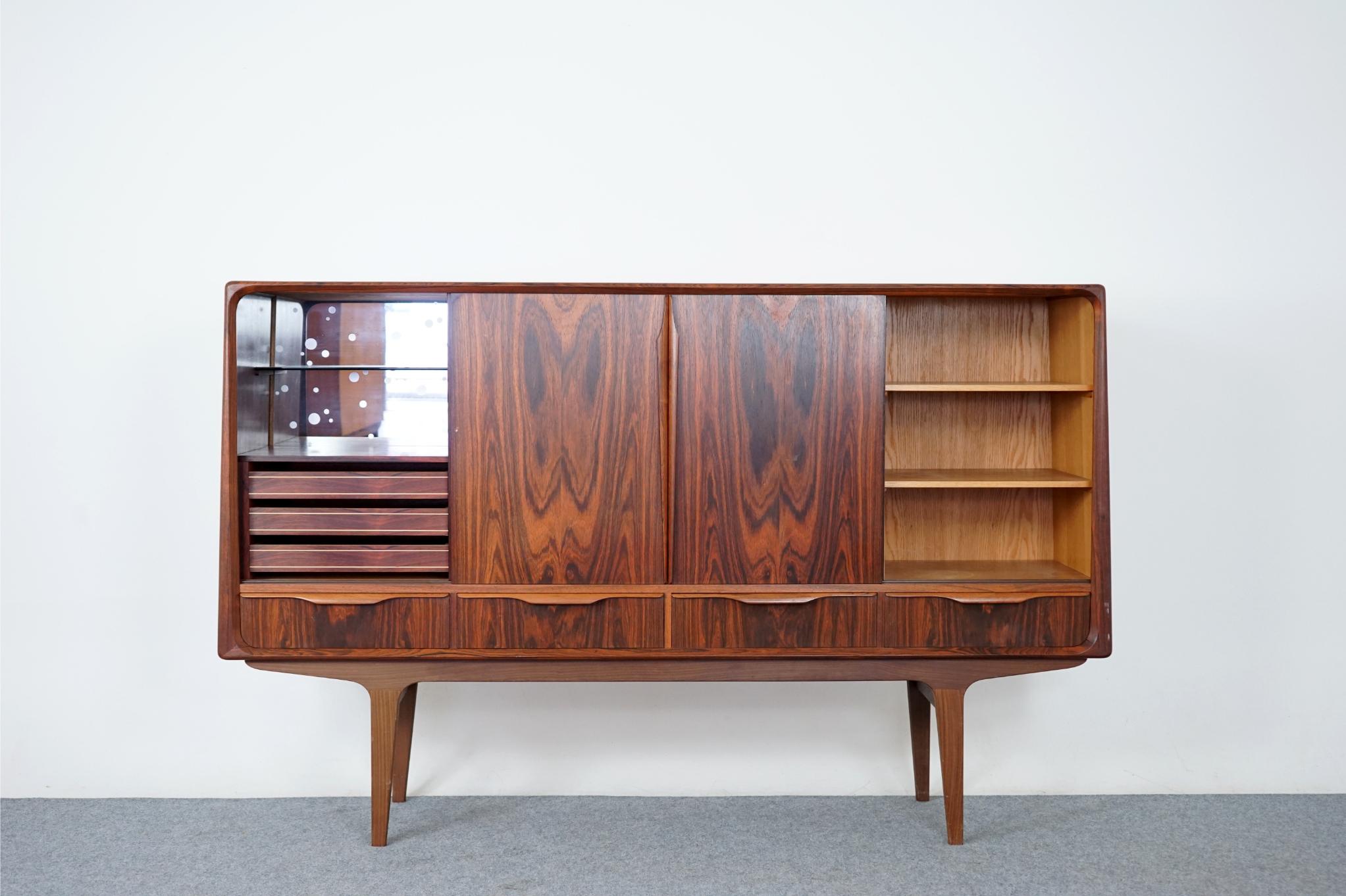 Veneer Danish Mid-Century Modern Rosewood Sideboard with Bar