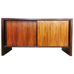 Danish Mid-Century Modern Rosewood Slide Door Credenza Sideboard