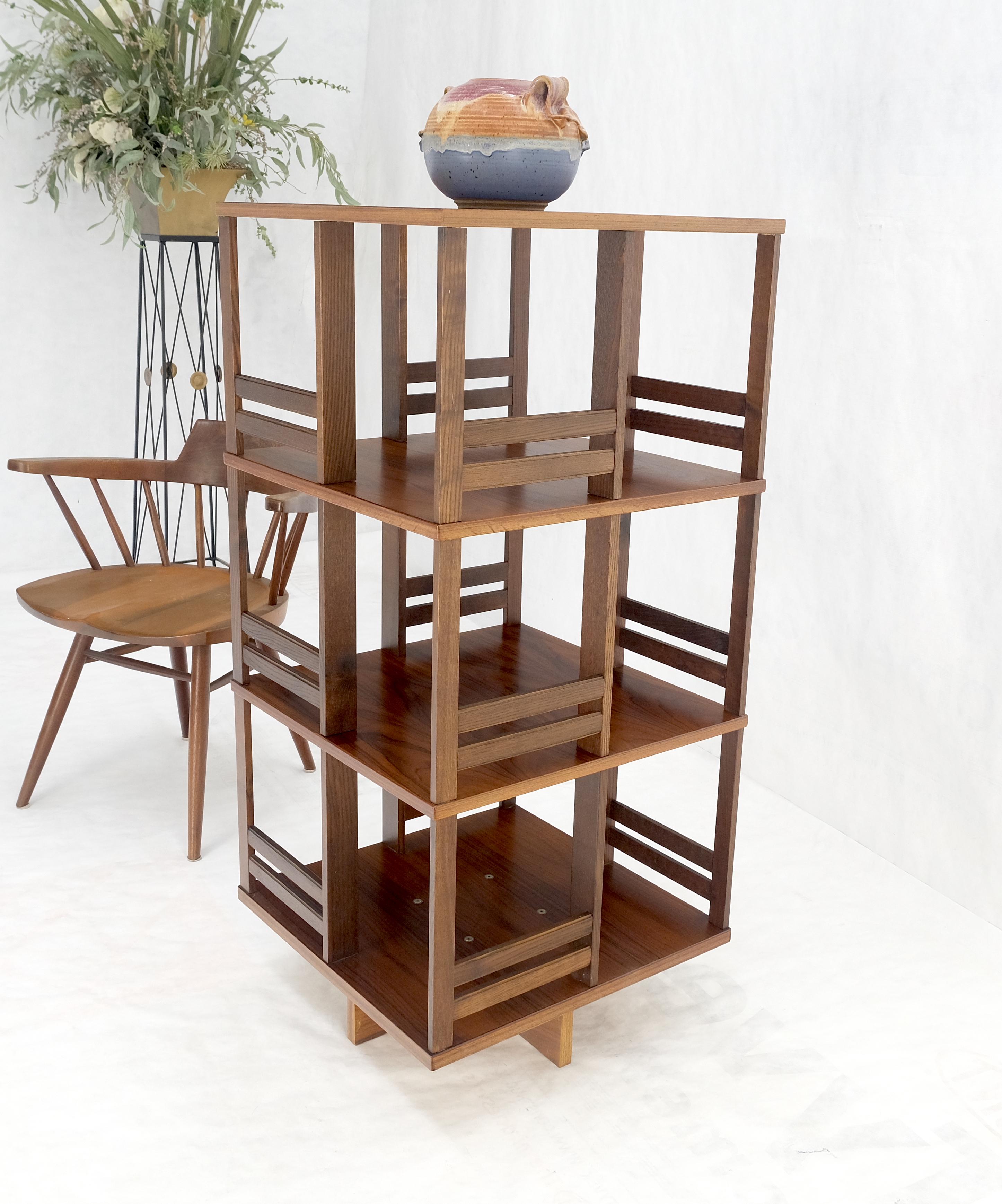 Danish Mid Century Modern Rosewood Square Revolving Bookcase Shelf MINT! For Sale 5
