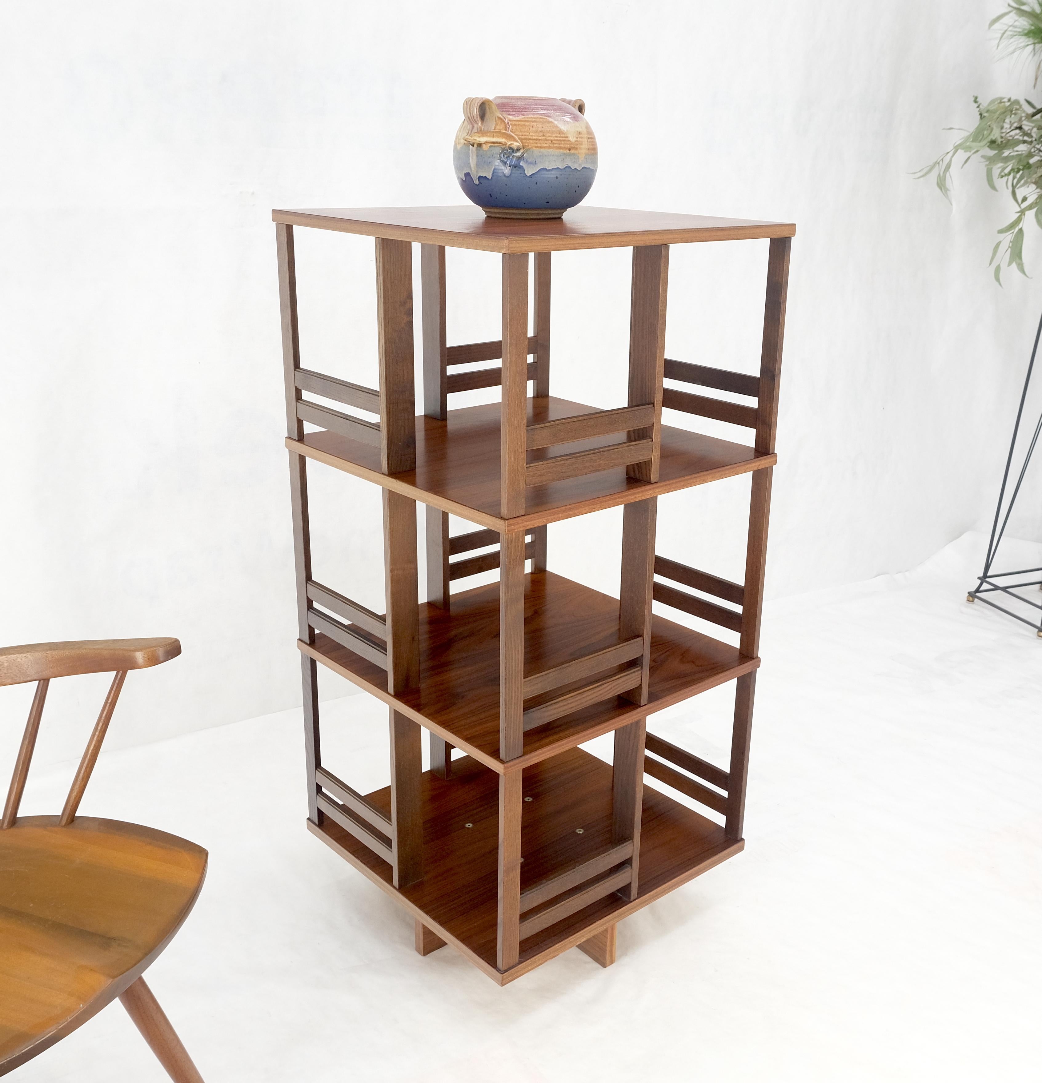 Danish Mid Century Modern Rosewood Square Revolving Bookcase Shelf MINT! For Sale 7