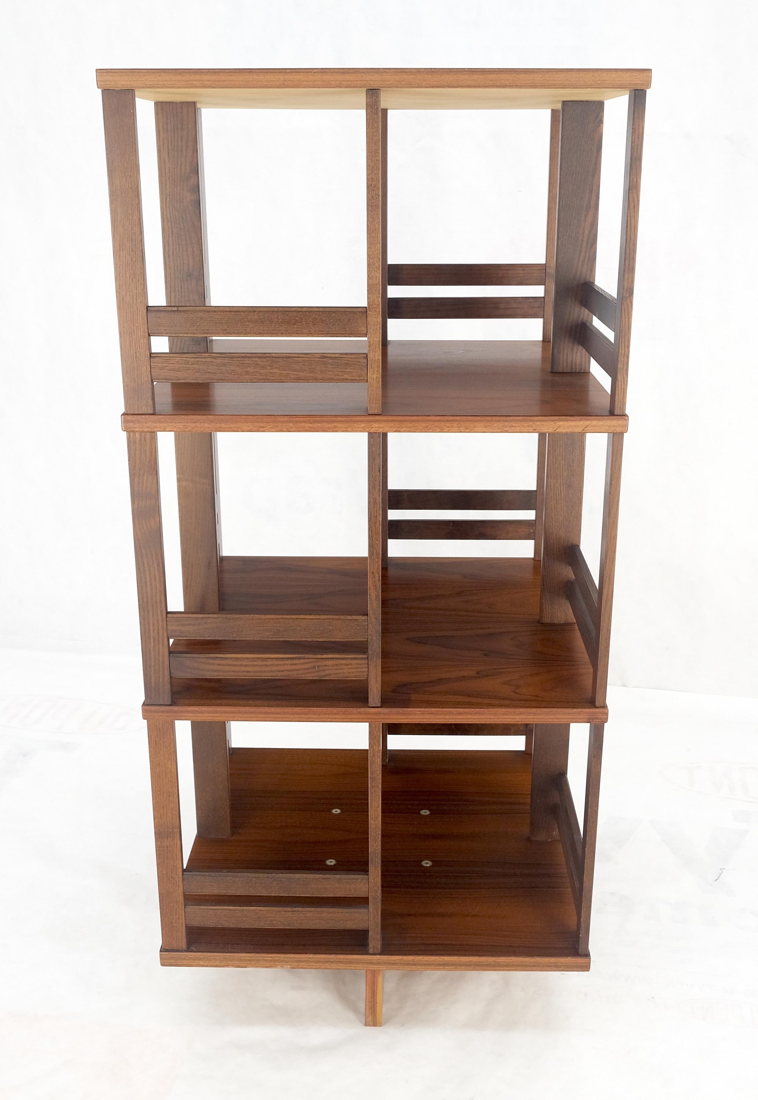 20th Century Danish Mid Century Modern Rosewood Square Revolving Bookcase Shelf MINT! For Sale