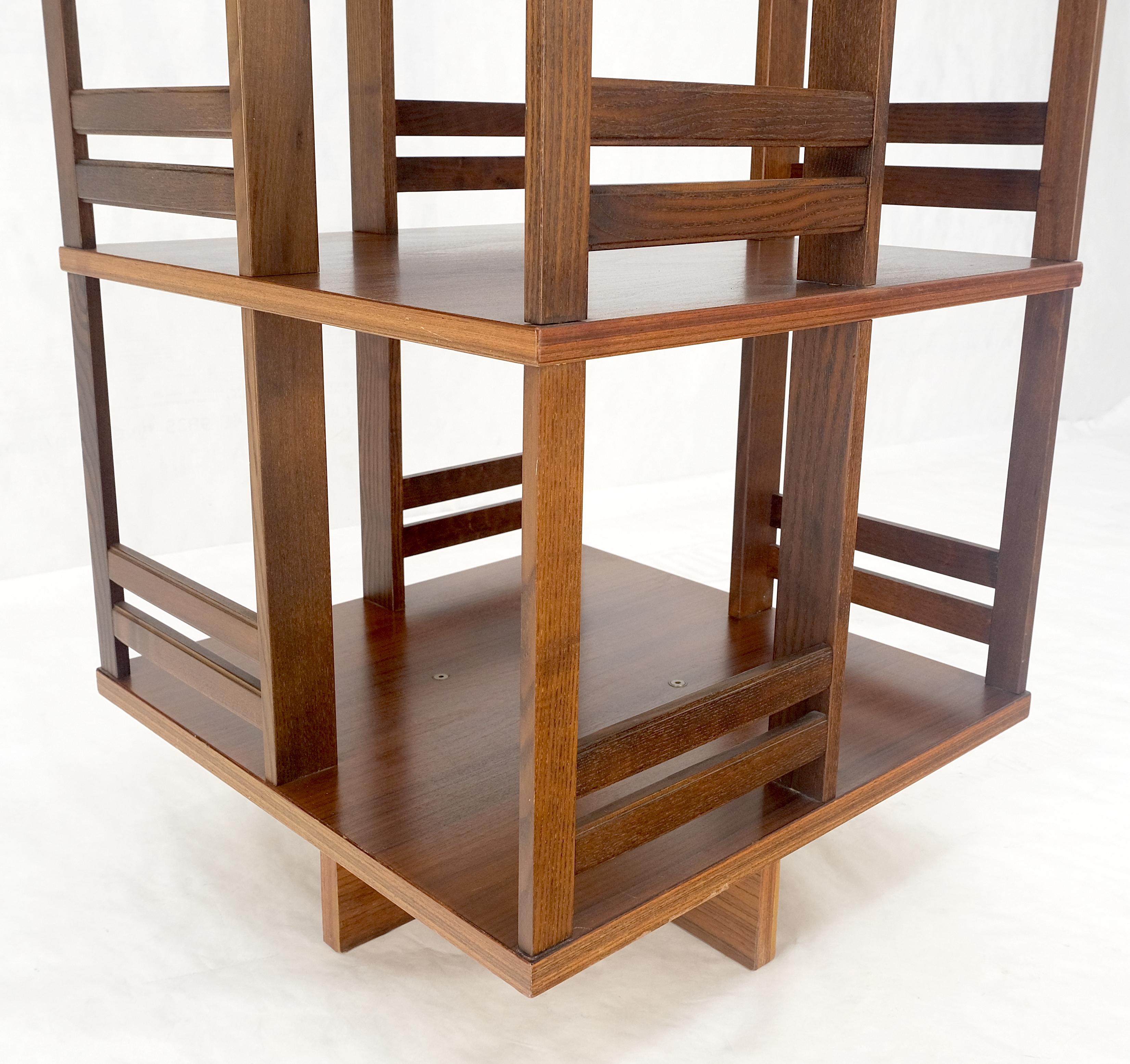 Danish Mid Century Modern Rosewood Square Revolving Bookcase Shelf MINT! For Sale 1