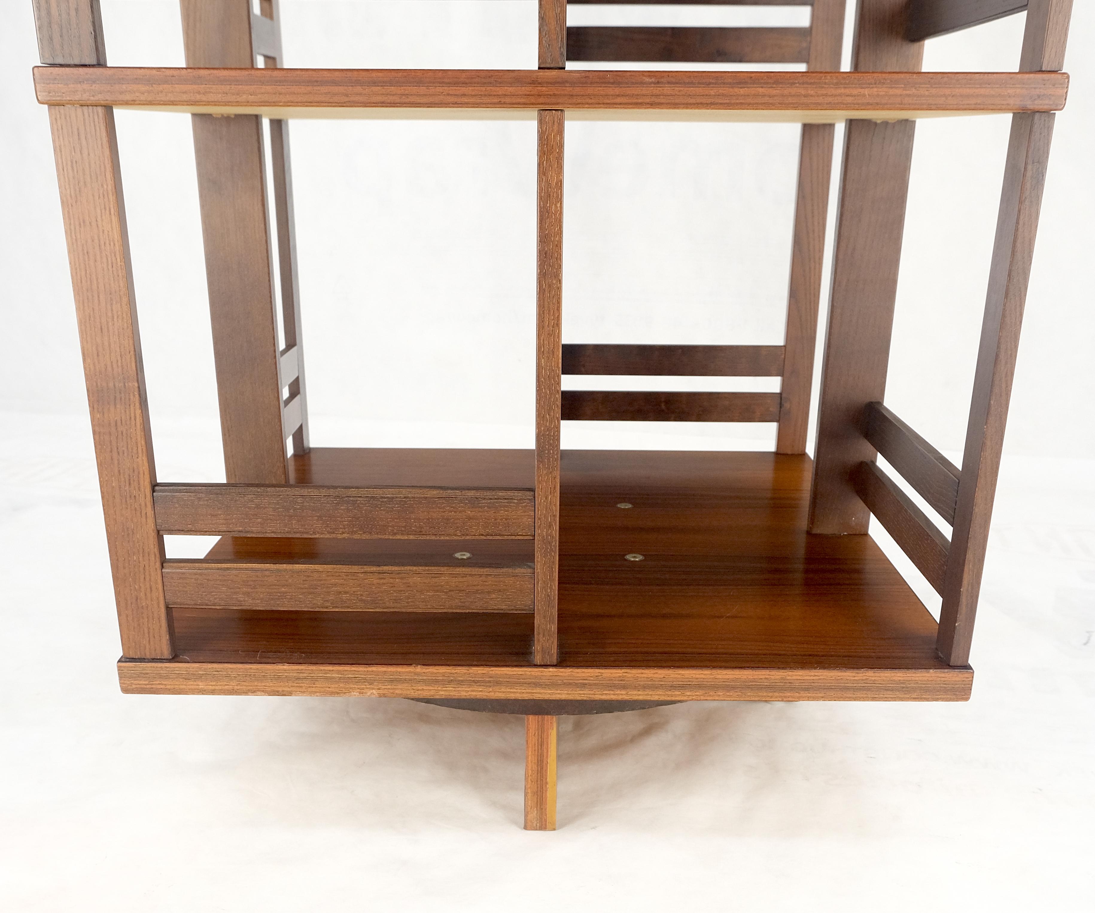 Danish Mid Century Modern Rosewood Square Revolving Bookcase Shelf MINT! For Sale 3