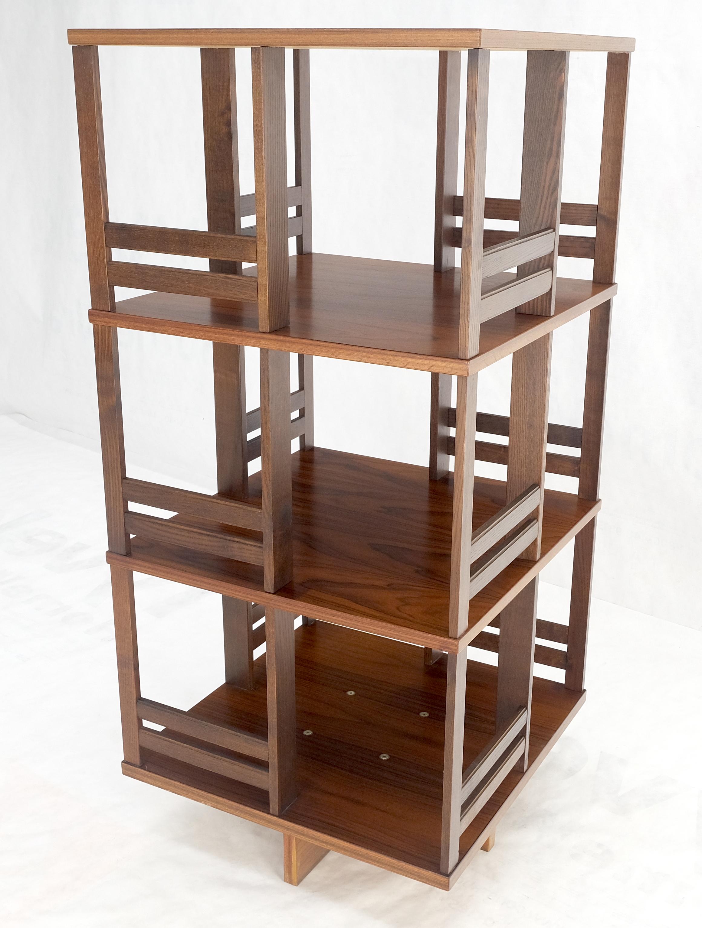 Danish Mid Century Modern Rosewood Square Revolving Bookcase Shelf MINT! For Sale 4