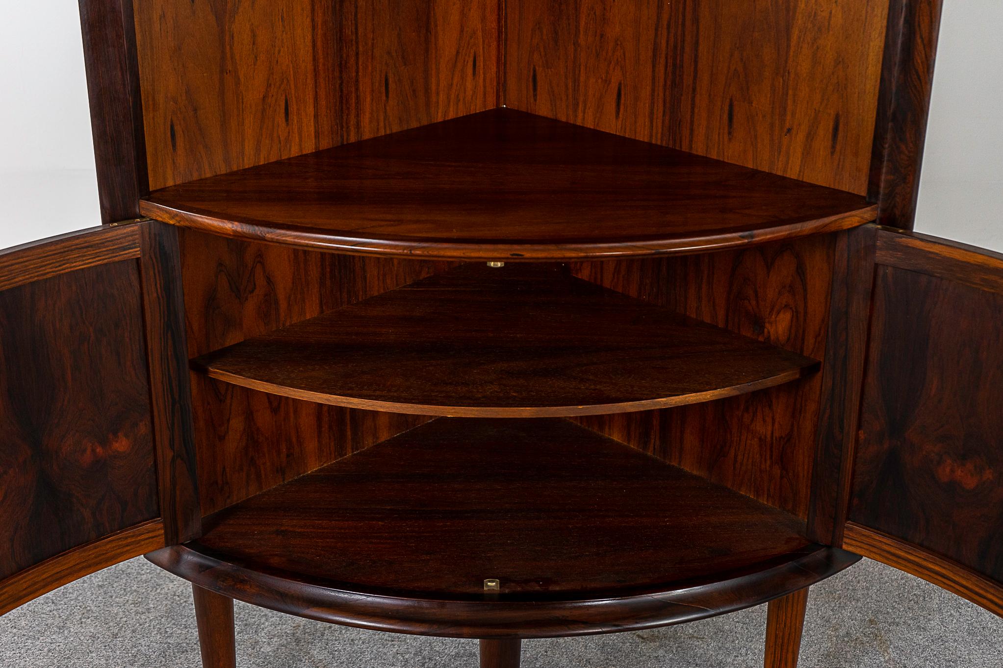 Mid-20th Century Danish Mid-Century Modern Rosewood & Stained Glass Corner Cabinet