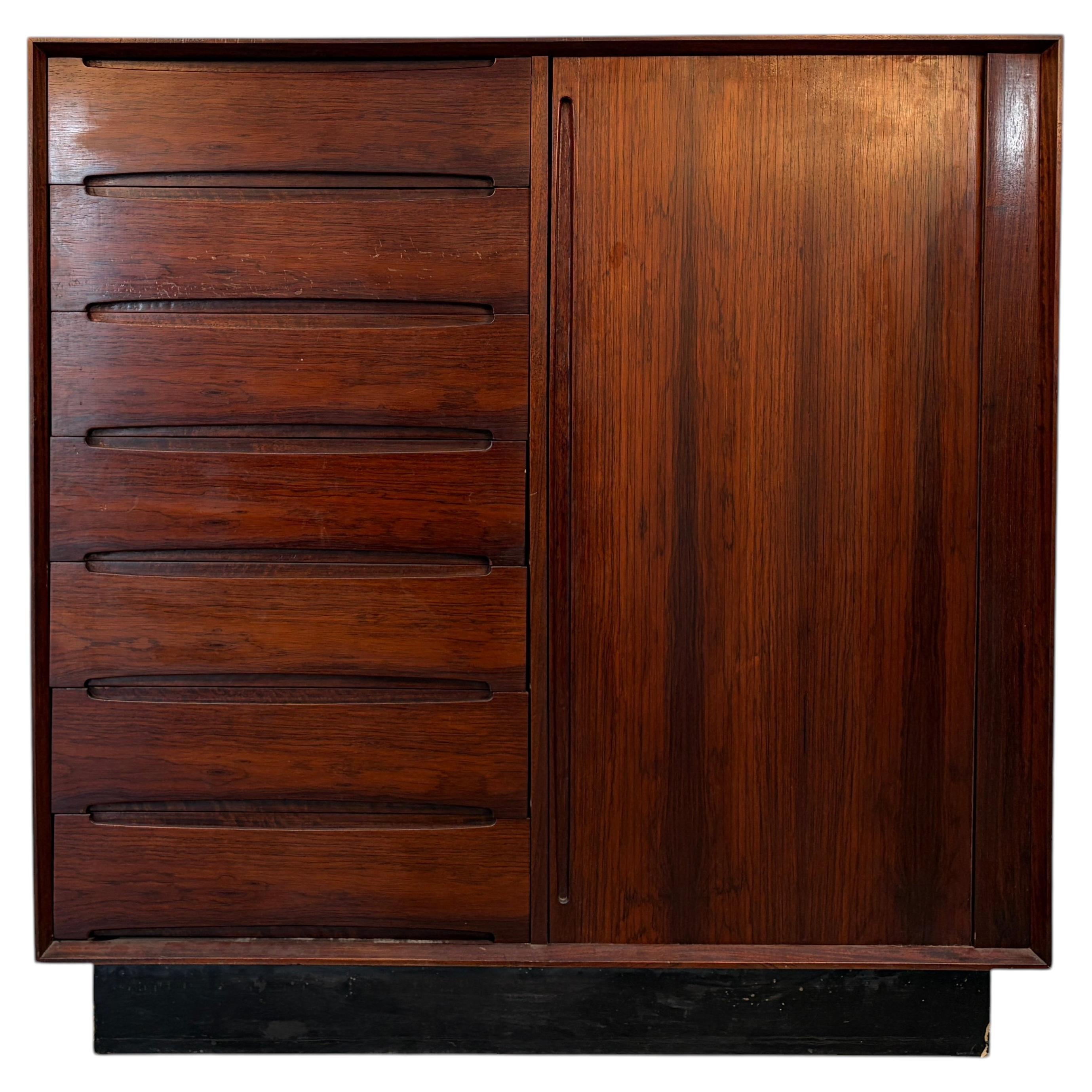 Danish Mid-Century Modern Rosewood Tambour Door Chest by Dyrlund
