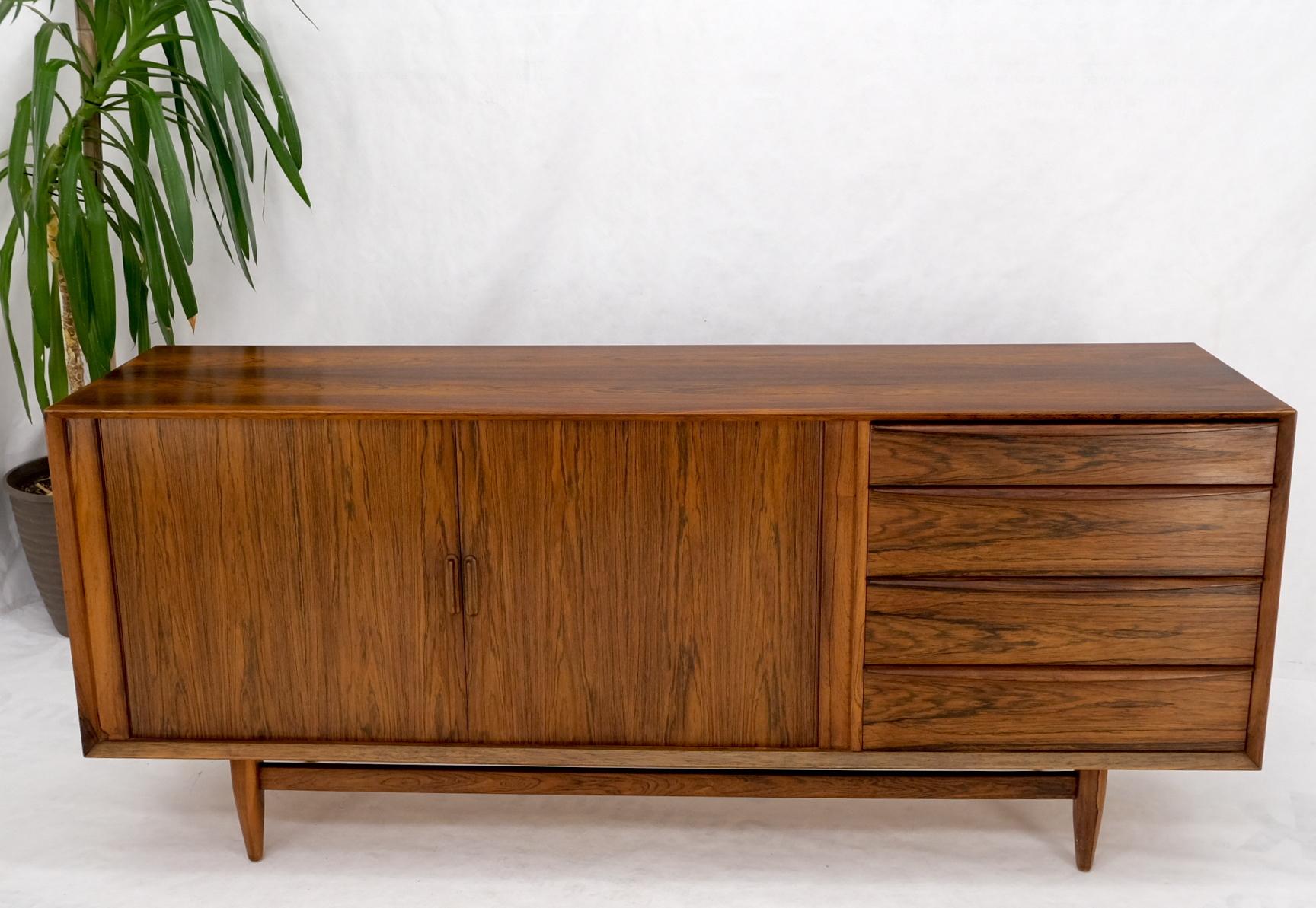 20th Century Danish Mid Century Modern Rosewood Tambour Doors Sideboard Credenza Falster For Sale