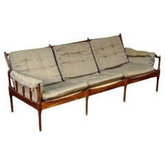 Dänische Designerin, Mid-Century Modern, Sofa, Palisanderholz, Stoff, Dänemark, 1950er Jahre