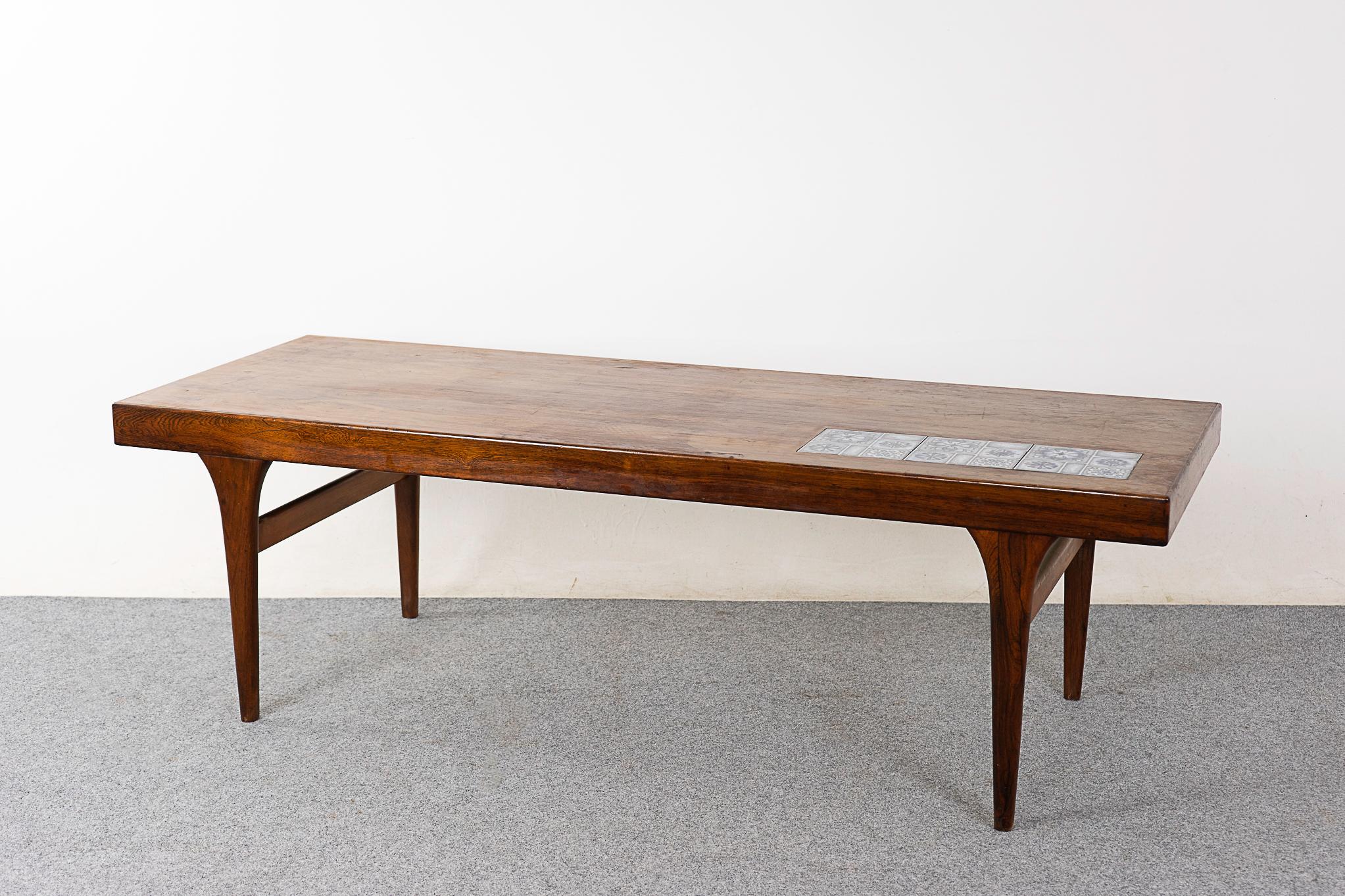 Ceramic Danish Mid-Century Modern Rosewood & Tile Coffee Table by Johannes Andersen For Sale