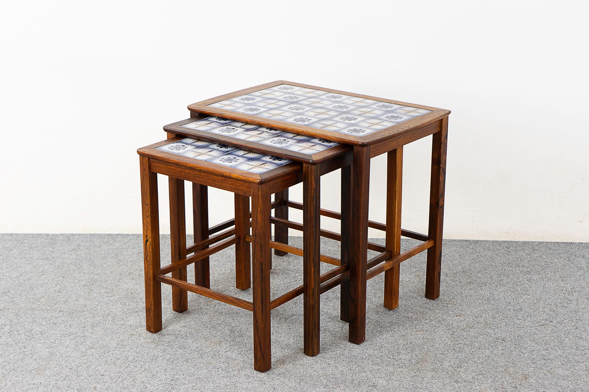 Mid-20th Century Danish Mid-Century Modern Rosewood & Tile Danish Nesting Tables