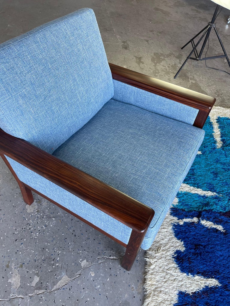 Danish Mid-Century Modern Rosewood &w Tweed Easy Chair by Westnofa For Sale 1