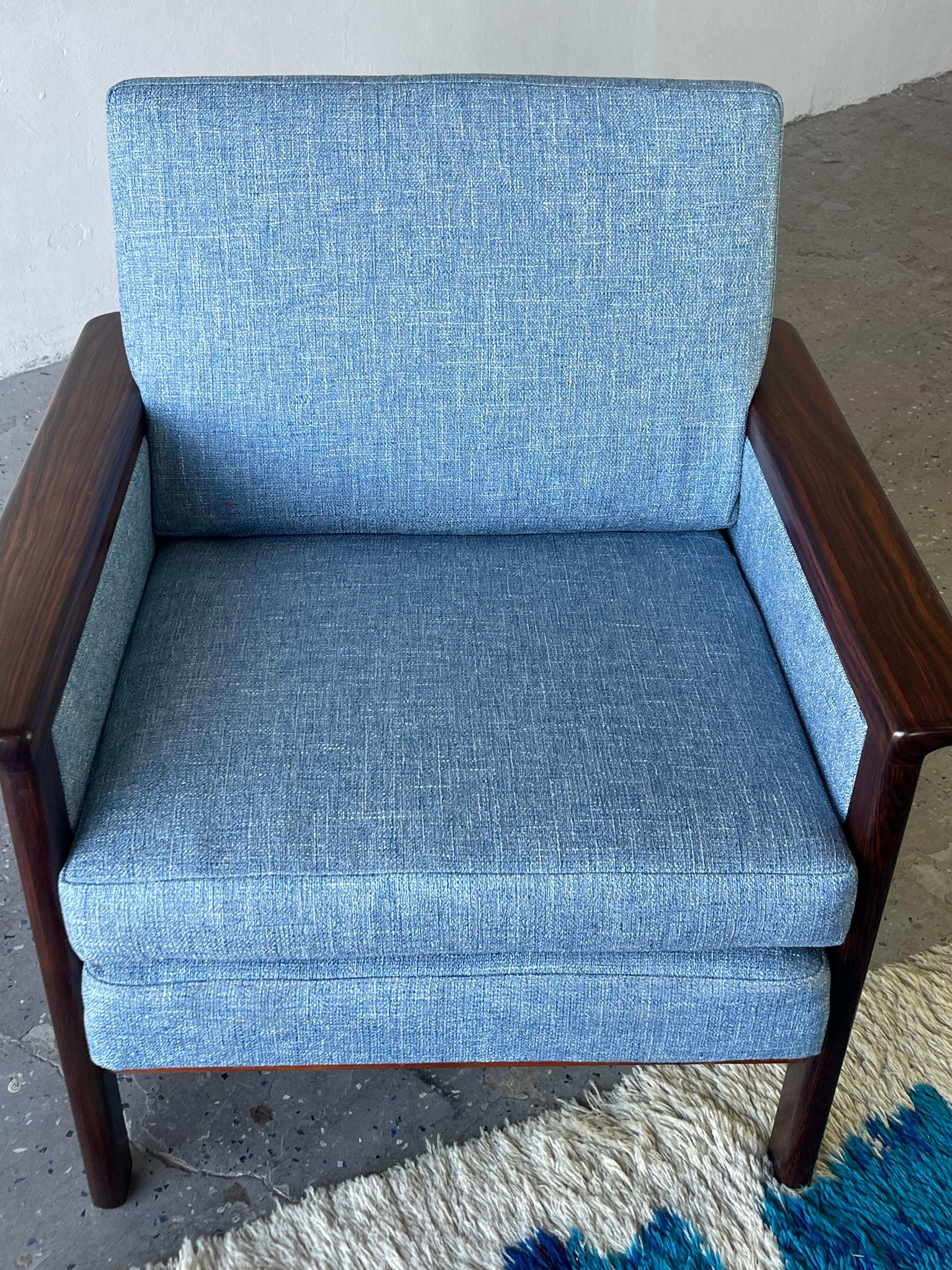 Mid-20th Century Danish Mid-Century Modern Rosewood &w Tweed Easy Chair by Westnofa For Sale