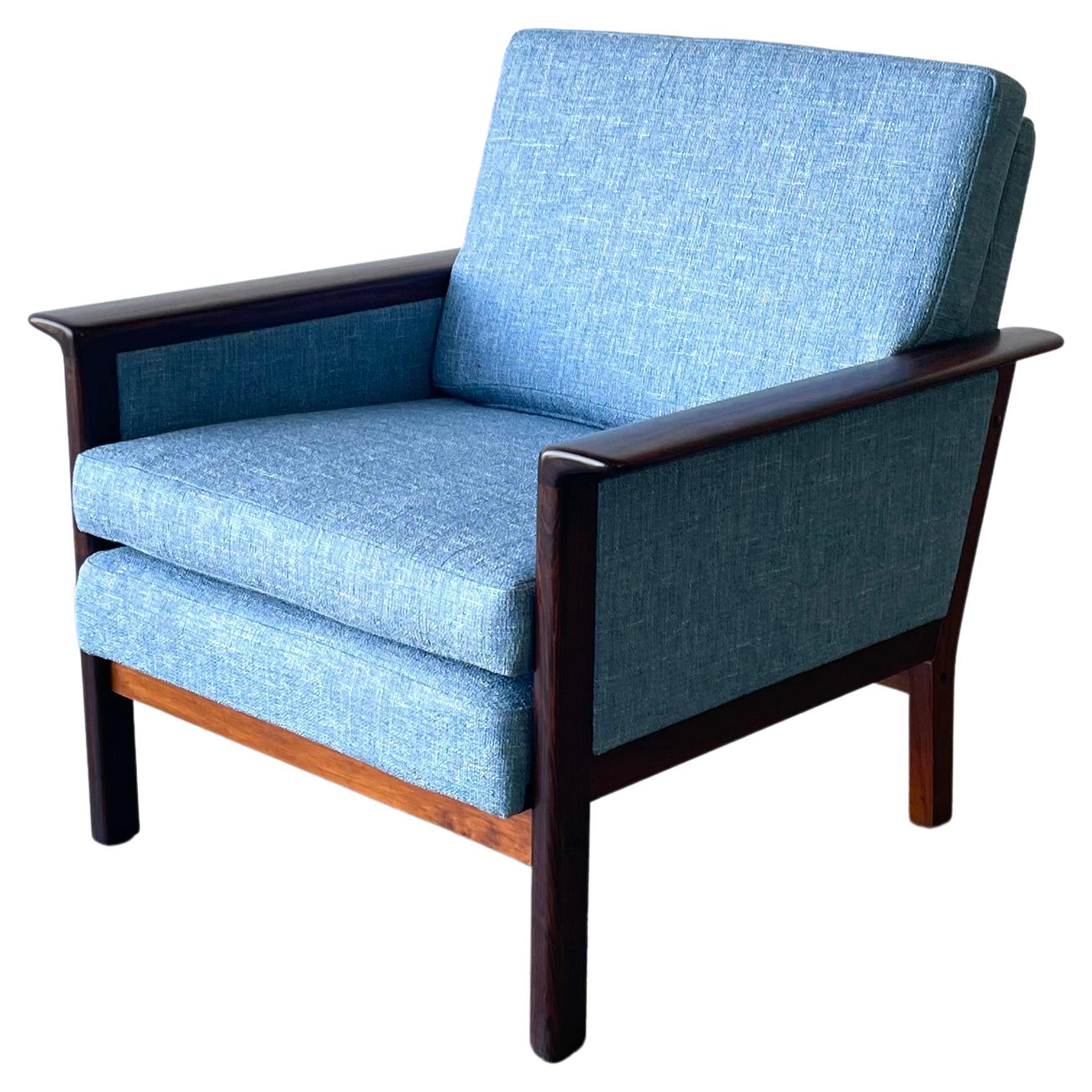 Danish Mid-Century Modern Rosewood &w Tweed Easy Chair by Westnofa