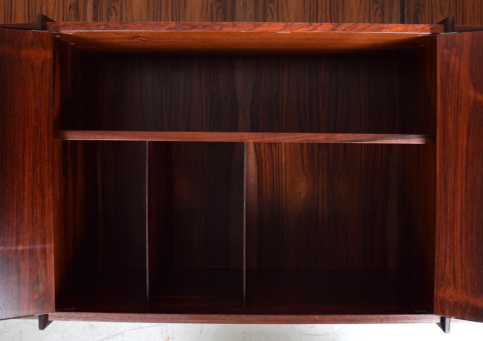 Lacquered Danish Mid-Century Modern Rosewood Wall Unit Four Panels  Ib Juul Christensen