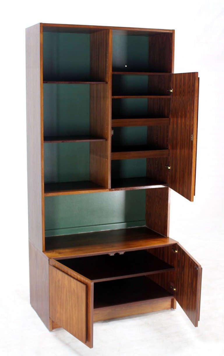 Mid-Century Modern Danish Mid Century Modern Rosewood Wall Unit Shelves 3 Door Compartments MINT For Sale