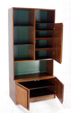 Danish Mid Century Modern Rosewood Wall Unit Shelves 3 Door Compartments MINT