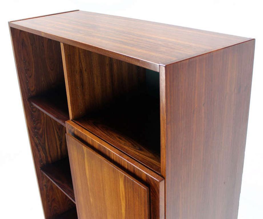 Late 20th Century Danish Mid Century Modern Rosewood Wall Unit Shelves 3 Door Compartments MINT For Sale