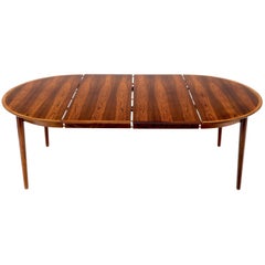 Danish Mid-Century Modern Round Rosewood Dining Table 2 Extension Boards