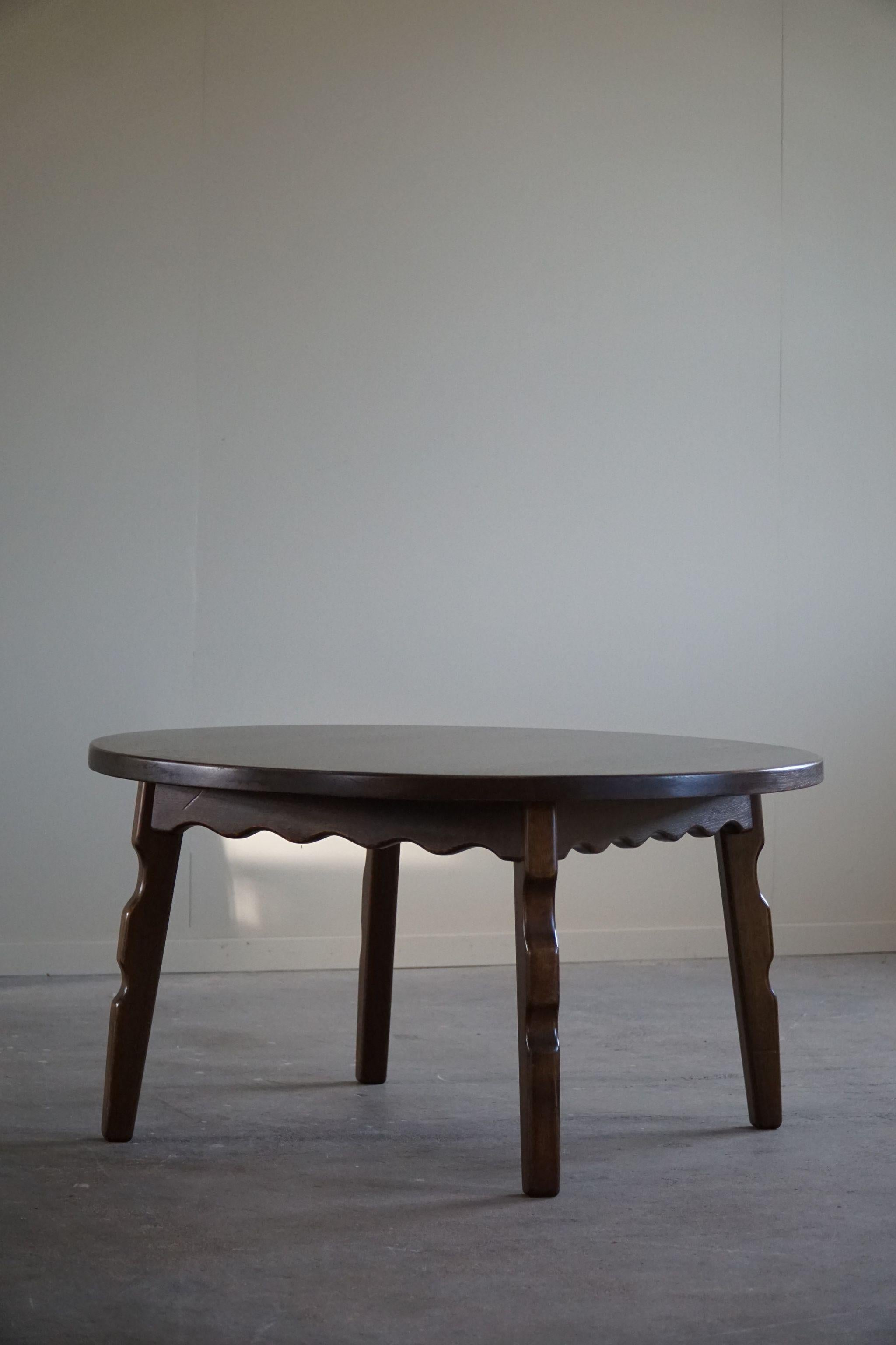 Danish Mid Century Modern, Round Sofa Table in Solid Stained Oak, 1960s For Sale 7