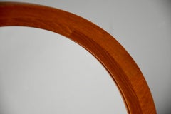 Scandinavian Mid-Century Modern Round Teak Wood Wall Mirror