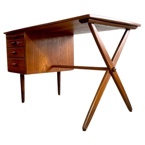 Danish Mid Century Modern Scupltural Teak Desk