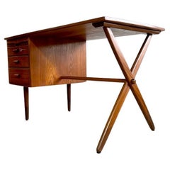 Vintage Danish Mid Century Modern Scupltural Teak Desk