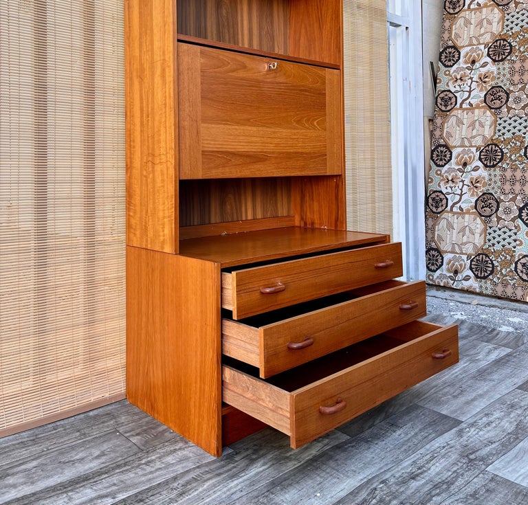 Danish Mid Century Modern Drop Down Secretary Desk Cabinet by Domino Mobel For Sale 6