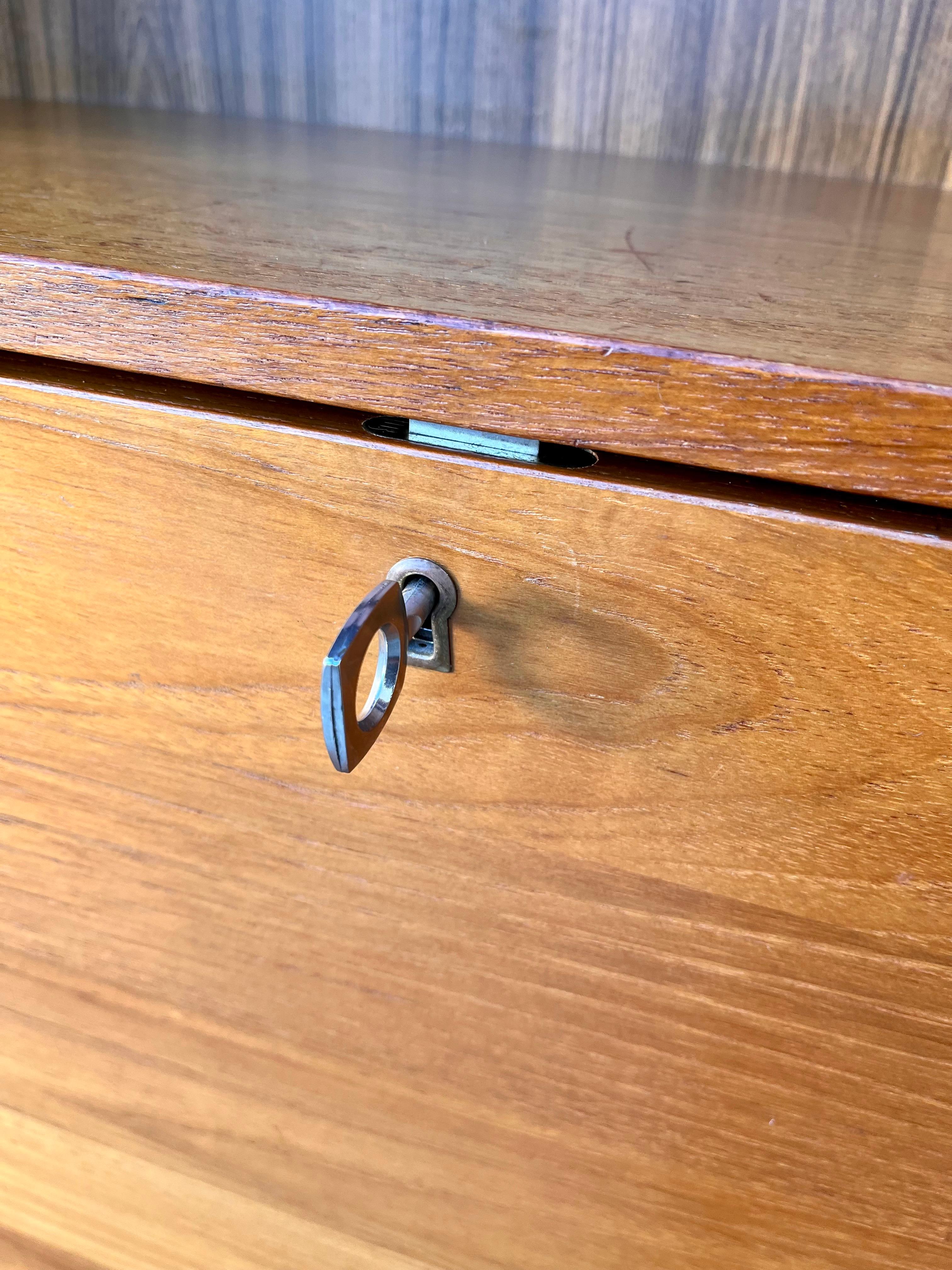 Late 20th Century Danish Mid Century Modern Drop Down Secretary Desk Cabinet by Domino Mobel