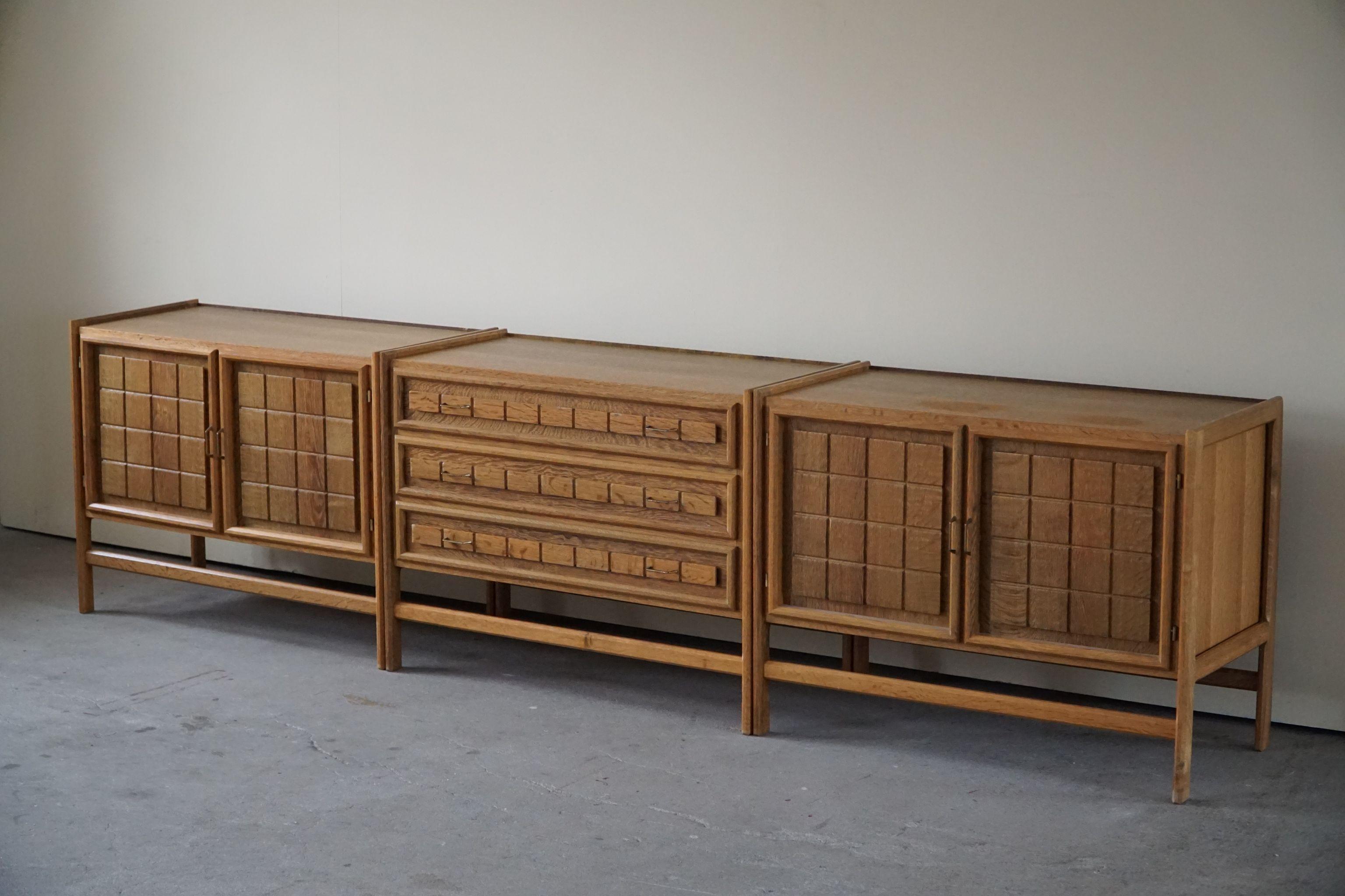 Danish Mid-Century Modern, Set of 3 Cabinets in Solid Oak, Made in 1960s 11