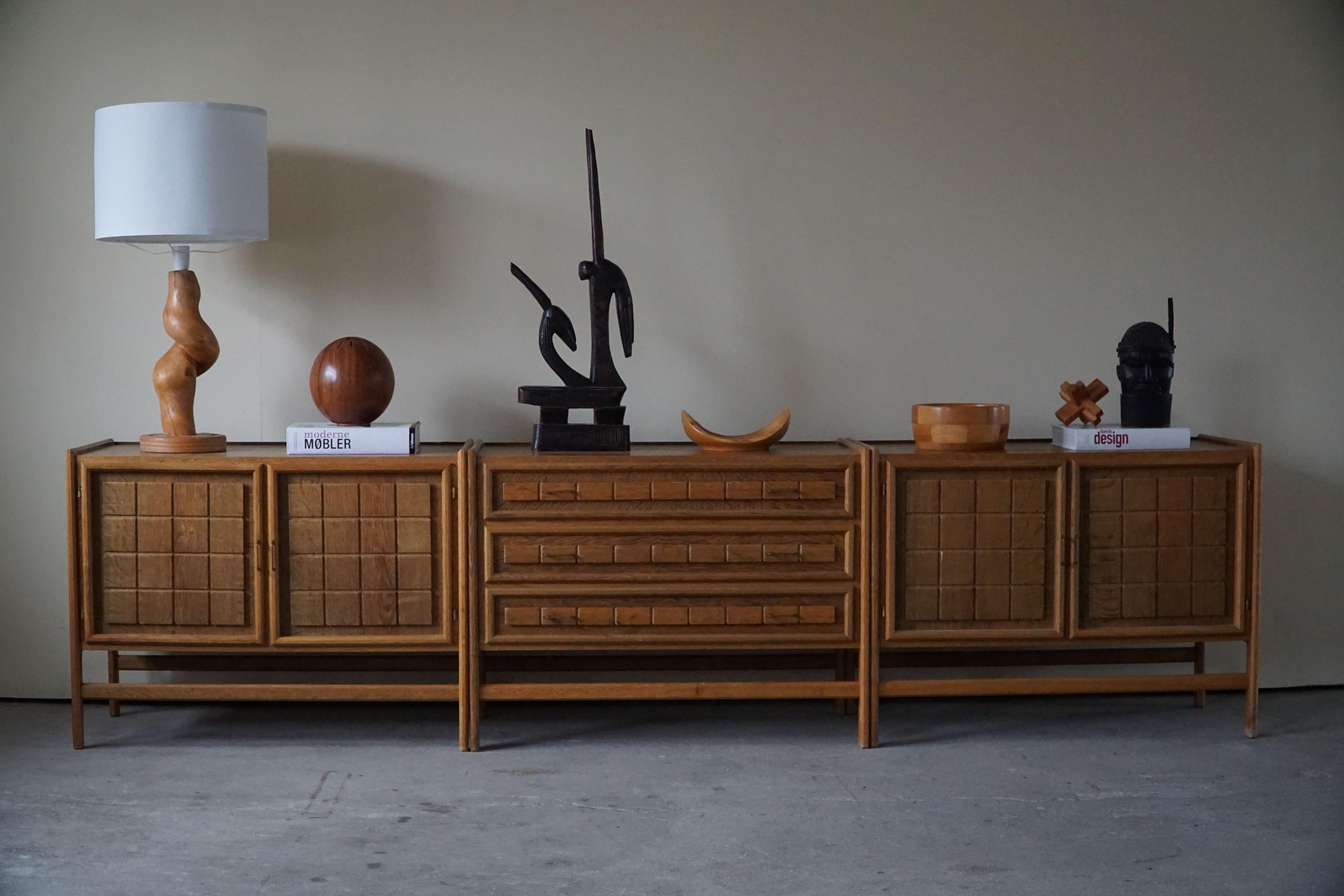 Danish Mid-Century Modern, Set of 3 Cabinets in Solid Oak, Made in 1960s In Good Condition In Odense, DK