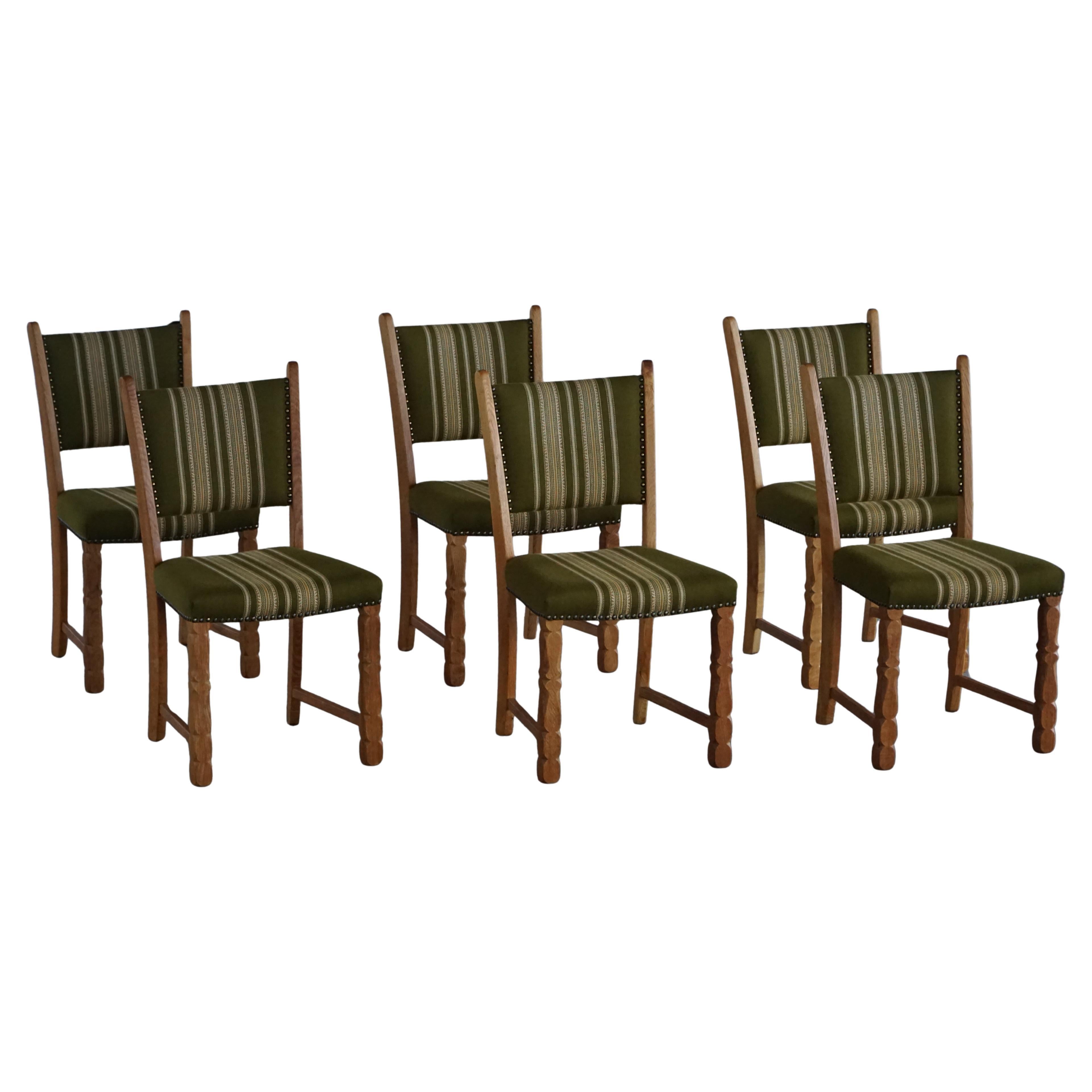 Danish Mid Century Modern, Set of 6 Dining Chairs in Oak, Henning Kjærnulf, 1960