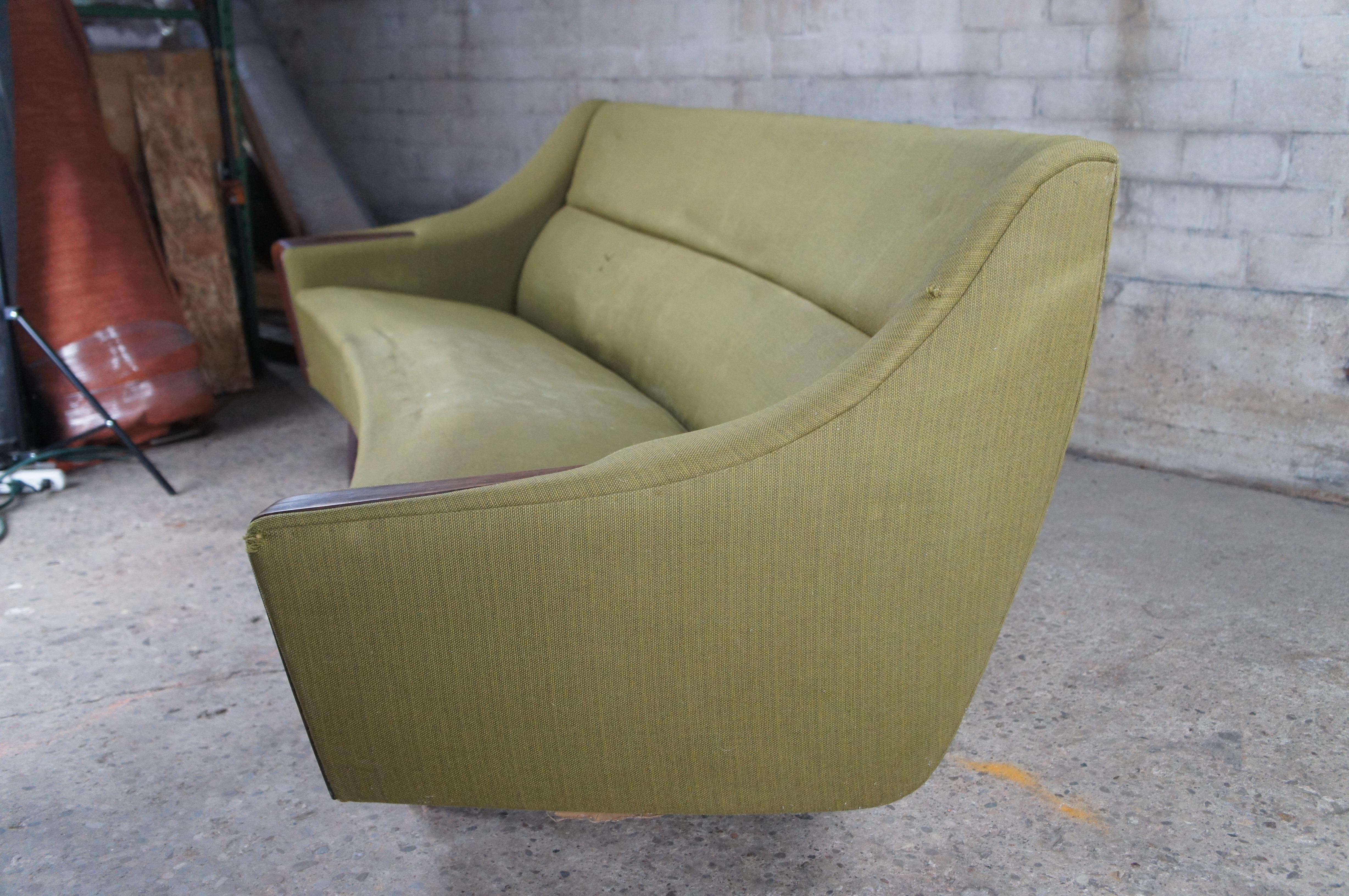 Danish Mid Century Modern Severin Hansen Rosewood Sculptural Bowfront Sofa Couch 3