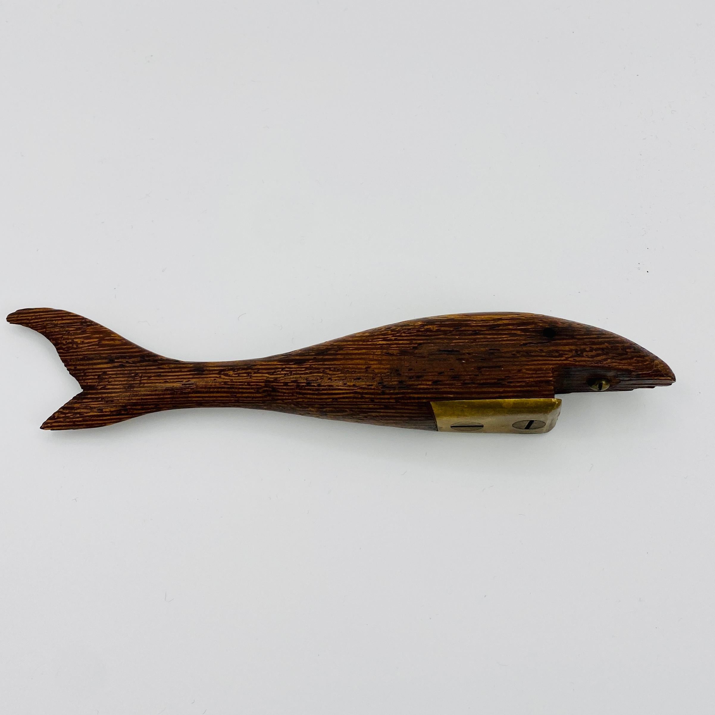 Brass Danish Mid-Century Modern Shark Shaped Bottle Opener For Sale