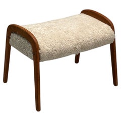 Danish Mid-Century Modern, Shearling Stool, Beige Sheepskin, Denmark, 1970s