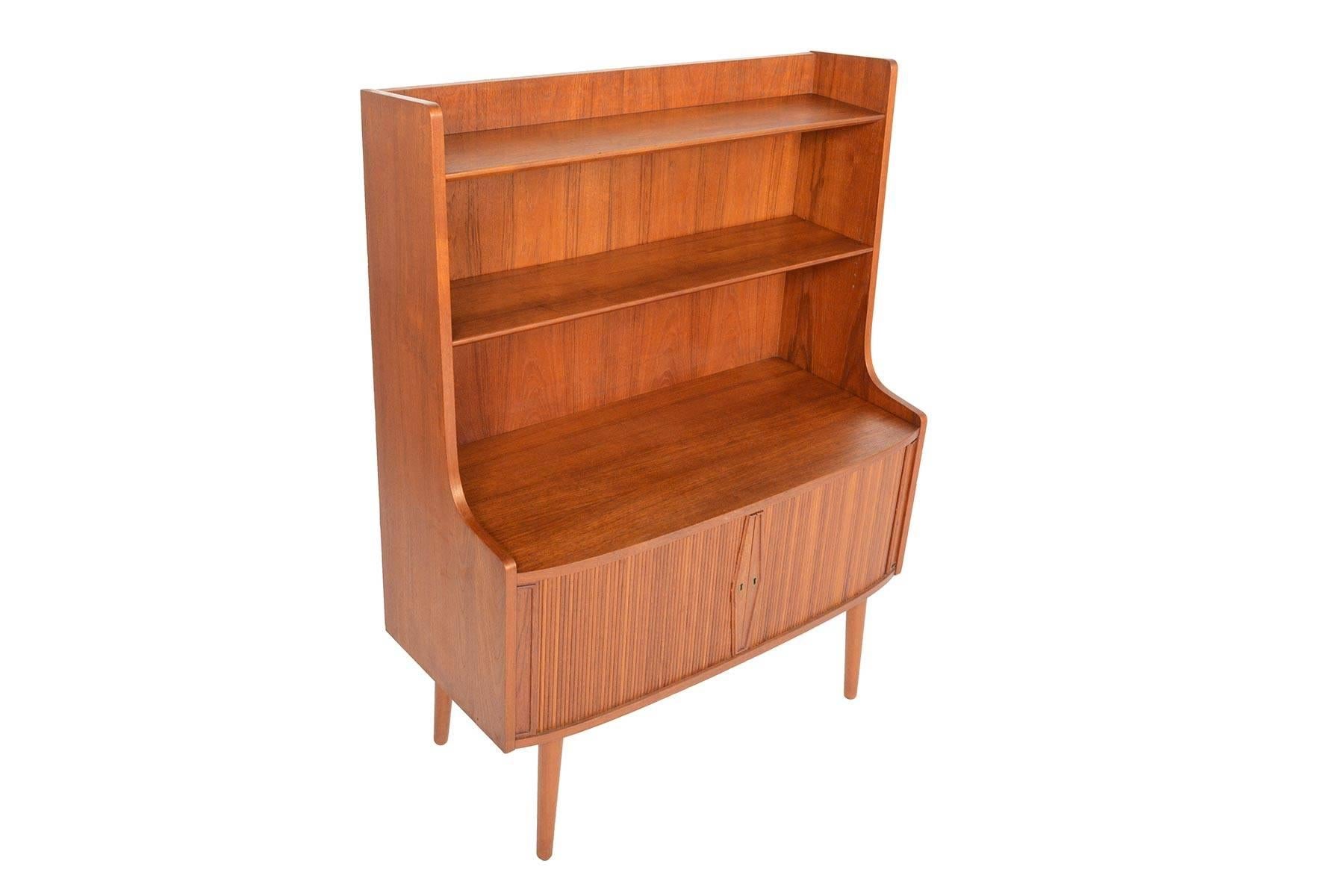 Scandinavian Modern Danish Mid-Century Modern Short Tambour Bookcase in Teak