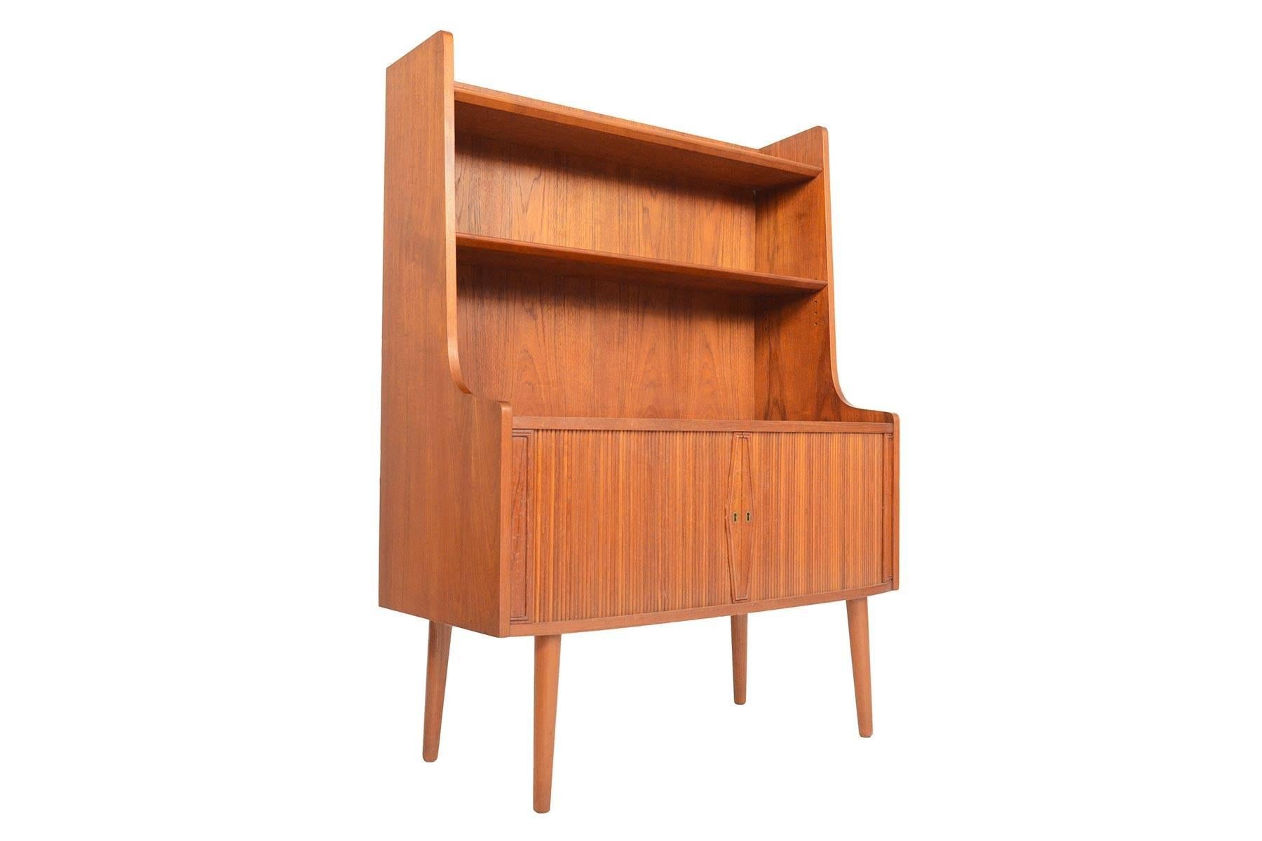 Danish Mid-Century Modern Short Tambour Bookcase in Teak In Good Condition In Berkeley, CA