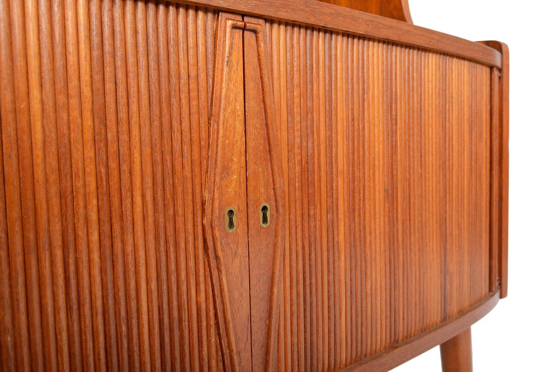 20th Century Danish Mid-Century Modern Short Tambour Bookcase in Teak