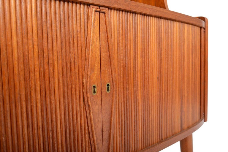 Danish Mid-Century Modern Short Tambour Bookcase in Teak ...