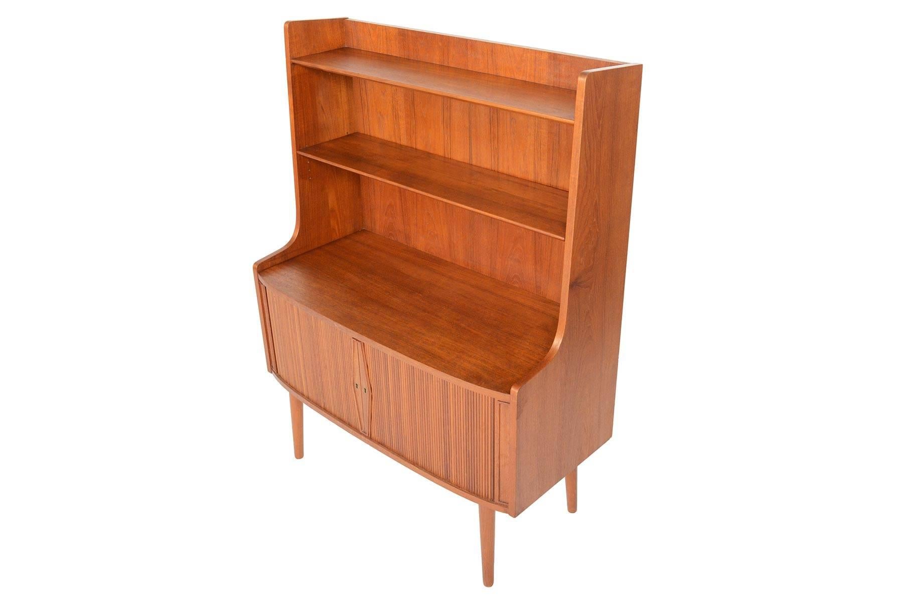Danish Mid-Century Modern Short Tambour Bookcase in Teak 1