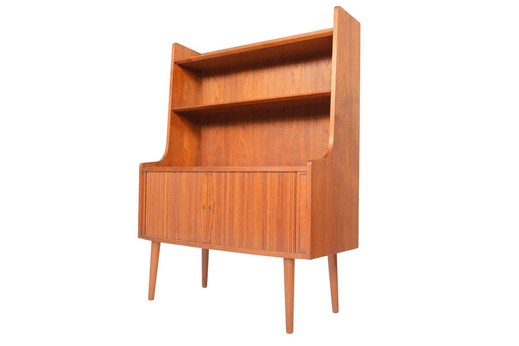 Danish Mid-Century Modern Short Tambour Bookcase in Teak 2